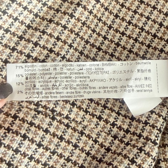 Zara Houndstooth Side Button Midi Skirt Brown Black Plaid Womens Medium - Picture 6 of 11